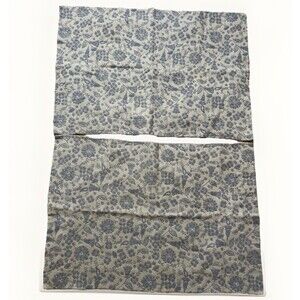 Set of 2 Blue Floral Pillowcases Embroidered Cotton Cottage Farmhouse Standard